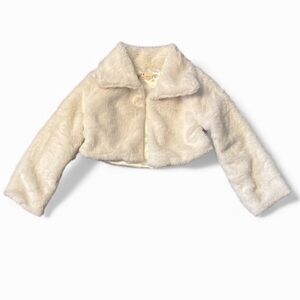 Kids Cream Faux Fur Shrug